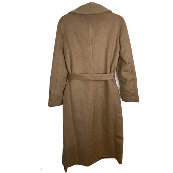 REFORMATION Greenwich Coat Camel L Wool Blend Tan Belted Coat - Picture 8 of 9